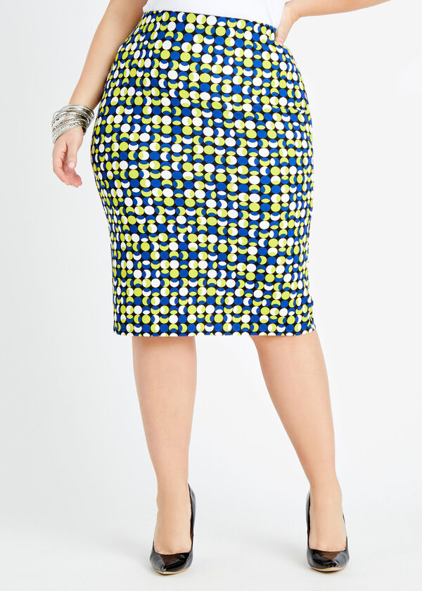 Dot High Waist Pencil Skirt, Bright Chartreuse image number 0