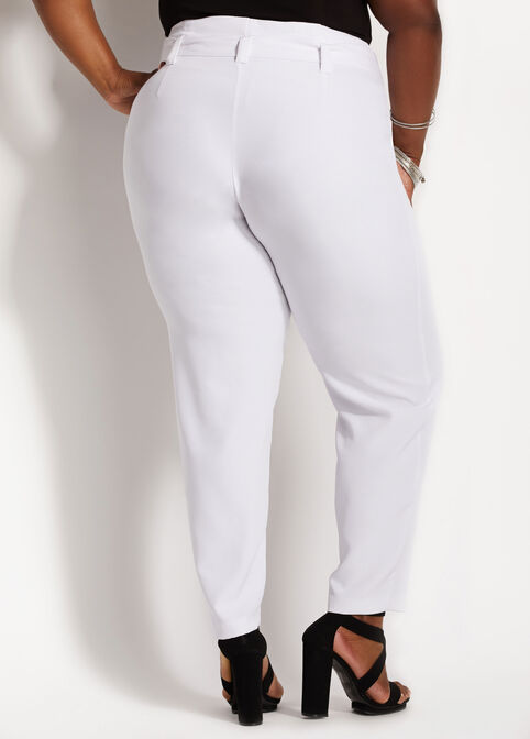 White Belted High Waist Skinny, White image number 1