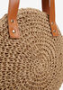 Faux Leather Trimmed Straw Bag, Natural image number 2