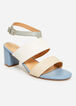 Trendy Faux Leather Suede Colorblock Wide Width Ankle Strap Sandals image number 0