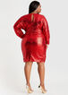 Sequin Wrap Bodycon Evening Dress, Red image number 1
