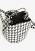 Houndstooth Faux Leather Bucket Bag, Black Combo image number 2