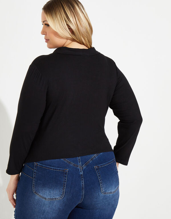 Ruched Button Detailed Top, Black image number 1