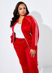 Striped Stretch Knit Track Jacket, Barbados Cherry image number 0