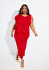 Ruffled Textured Knit Maxi Dress, Red image number 0
