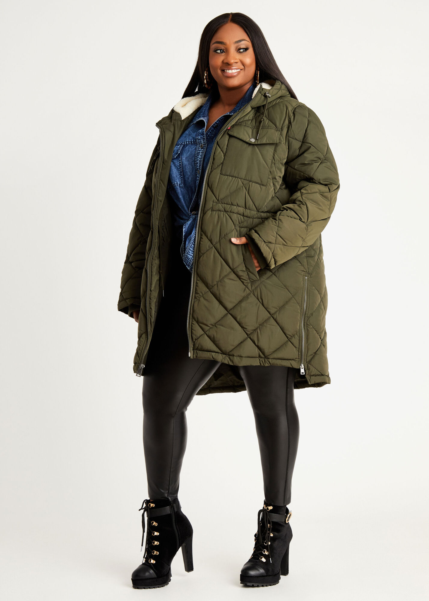 Plus Size Levi's Diamond Quilted Water Repellant Cozy Warm Parka Coat