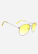 Yellow Metal Aviator Sunglasses, Silver image number 1