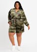 Tall Camo Velour Drawstring Romper, Olive image number 0