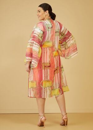 Printed Chiffon Kimono, Pink image number 1