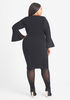 Faux Leather Paneled Sweater Dress, Black image number 1