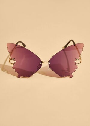 Butterfly Rimless Tinted Sunglasses, Purple image number 1