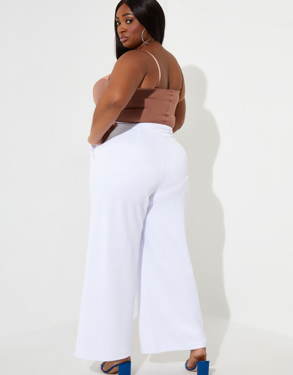 High Waist Wide Leg Trousers, White image number 1