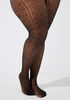 Patterned Mesh Footed Tights, Black image number 0