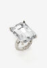 Silver Oversize Faux Diamond Ring, Silver image number 1