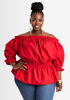 Off-The-Shoulder Blouse, Tango Red image number 0