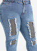 Distressed Embellished Skinny Jeans, Medium Blue image number 2