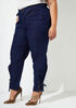 Foldover Lace Up Slouch Jeans, Dk Rinse image number 0