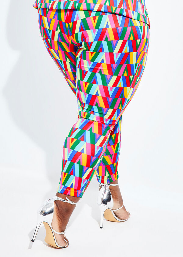 Abstract Print Ankle Pants, Multi image number 1