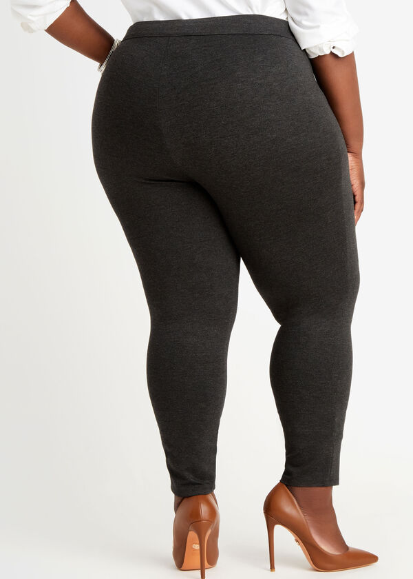 Grey Power Ponte Pull On Legging, Charcoal image number 1