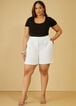 Pleated Stretch Crepe Shorts, White image number 2