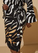 Zebra Print Faux Wrap Dress, Black Animal image number 3