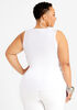 Sequin Front Sleeveless Knit Top, White image number 1