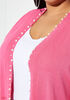 Pearl Embellished Knitted Cardigan, Fandango Pink image number 2