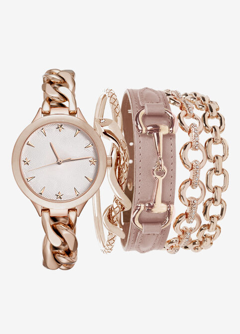 Rose Gold Watch & Bracelet Set, Rose image number 0