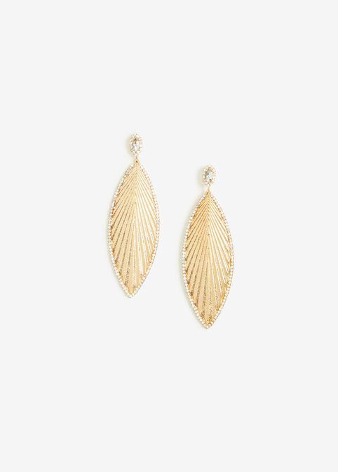 Gold Tone Leaf Drop Earrings, Gold image number 0