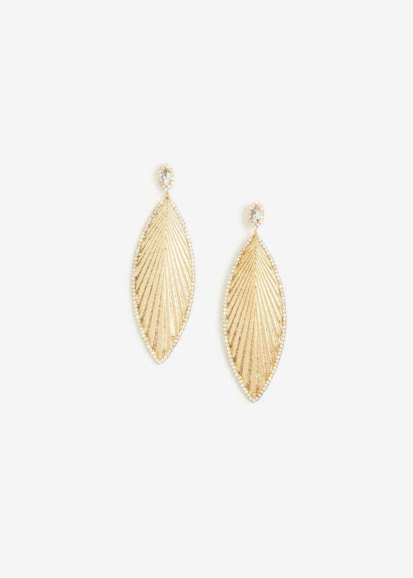 Gold Tone Leaf Drop Earrings, Gold image number 0