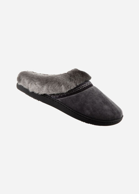 Isotoner Velour Cynthia Slippers, Charcoal image number 0