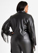 Fringe Faux Leather Moto Jacket, Black image number 1