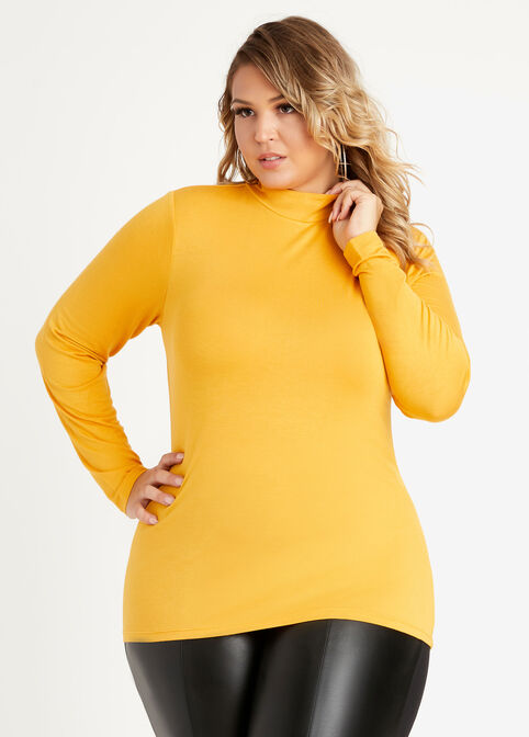 Plus Size Mock Neck Keyhole Stretch Knit Fitted Long Sleeve Top image number 0