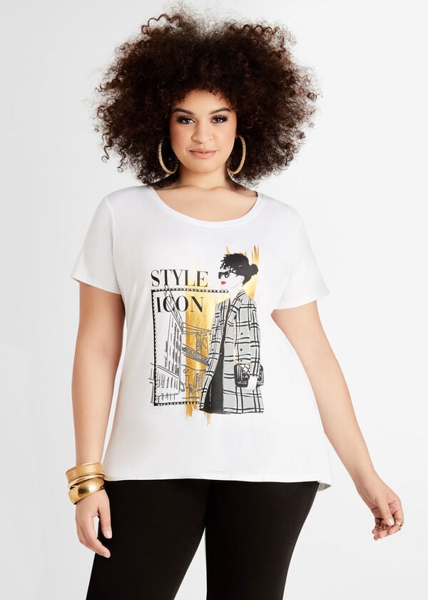 Style Icon Graphic Tee, White image number 0