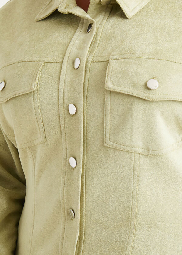 Faux Suede Shirtdress, Green image number 2
