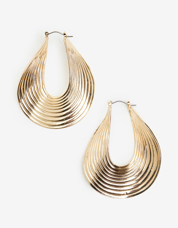 Gold Tone Twisted Hoop Earrings, Gold image number 1
