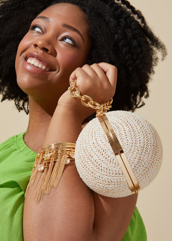 Straw Sphere Clutch, Natural image number 2