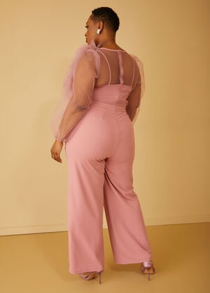 Ruffled Tulle And Crepe Jumpsuit, Foxglove image number 1