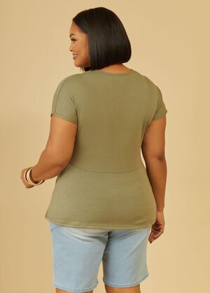Knotted French Terry Top, Olive image number 1
