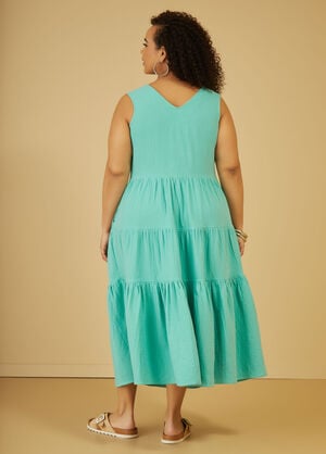 Cotton Gauze Maxi Dress, Turquoise Aqua image number 1