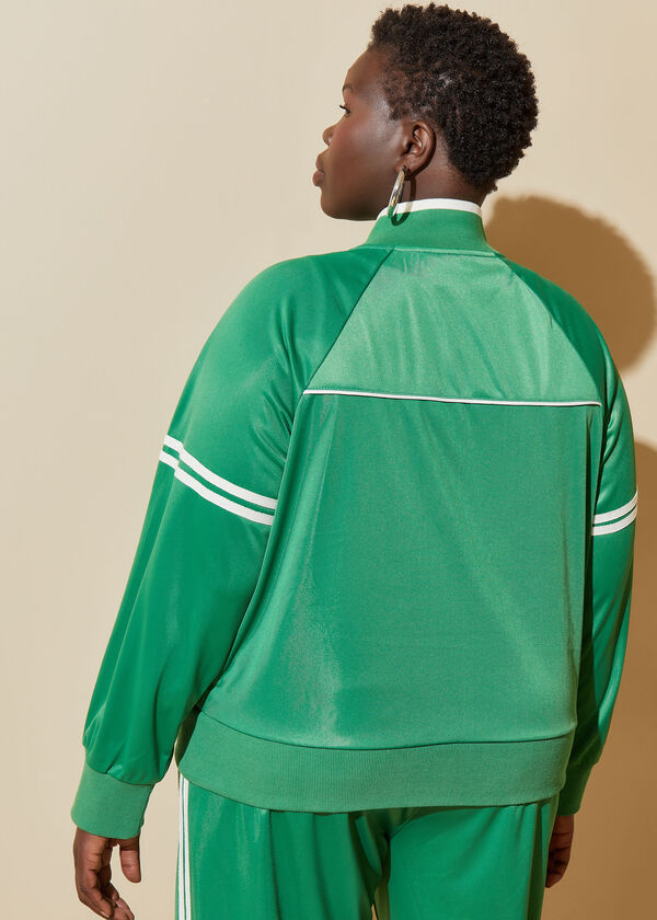 Cropped Striped Track Jacket, Abundant Green image number 1