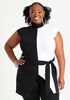 Belted Colorblock Tunic, Black White image number 0