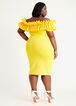 Ruffle Off Shoulder Neoprene Dress, Cyber Yellow image number 1