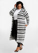 Texture Open Front Duster Cardigan, Black White image number 0