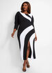 Colorblock Front Slit Maxi Dress, Black White image number 2