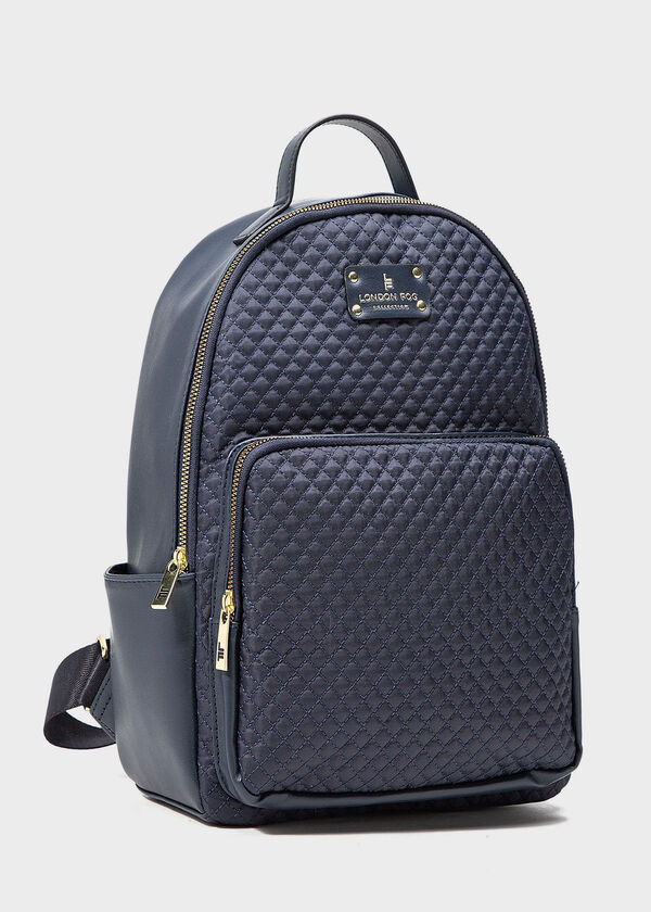 London Fog Marian Quilted Backpack, Navy image number 5