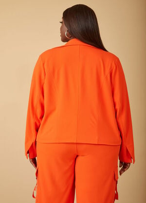 Cropped Utility Stretch Crepe Jacket, Red image number 1