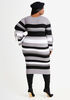 Stripe Lace Up Sweater Dress, Black Combo image number 1