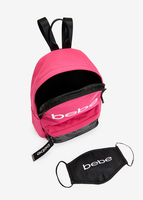 Bebe Melodia Mini Backpack w/ Mask, Bright Pink image number 1