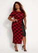 Plaid & Chambray Midi Dress, Red image number 0